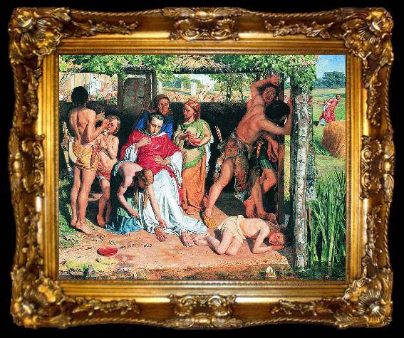 framed  William Holman Hunt A Converted British Family Sheltering a Christian Missionary from the Persecution of the Druids, a scene of persecution by druids in ancient Britain p, ta009-2